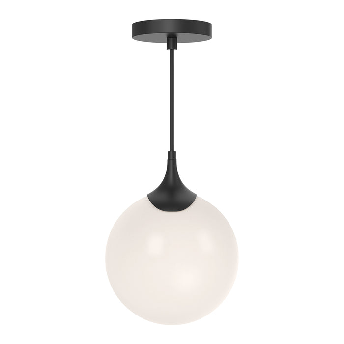 Nouveau One Light Pendant Matte Black/Opal Matte Glass-Pendants-Alora-Lighting Design Store