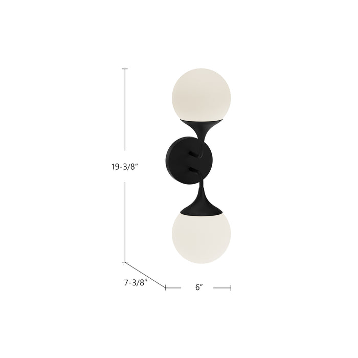 Nouveau Two Light Vanity Aged Gold/Opal Matte Glass-Bathroom Fixtures-Alora-Lighting Design Store