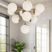 Nouveau Ten Light Chandelier Aged Gold/Opal Matte Glass-Mid. Chandeliers-Alora-Lighting Design Store