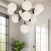 Nouveau Ten Light Chandelier Matte Black/Opal Matte Glass-Mid. Chandeliers-Alora-Lighting Design Store