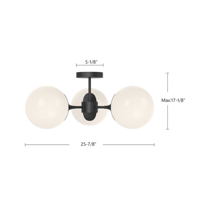 Nouveau Three Light Semi-Flush Mount Aged Gold/Opal Matte Glass-Semi-Flush Mts.-Alora-Lighting Design Store