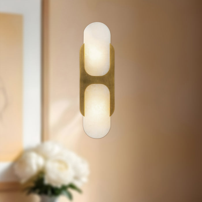 Odin Two Light Wall Vanity Vintage Brass/Alabaster-Bathroom Fixtures-Alora-Lighting Design Store