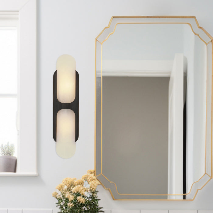 Odin Two Light Wall Vanity Urban Bronze/Alabaster-Bathroom Fixtures-Alora-Lighting Design Store