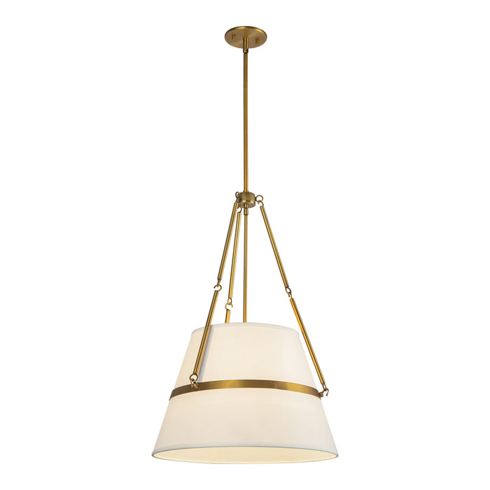 Oliver One Light Pendant Aged Gold/White Linen-Pendants-Alora-Lighting Design Store