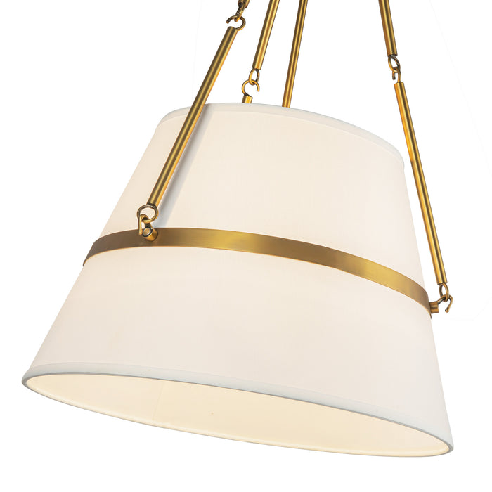 Oliver One Light Pendant Aged Gold/White Linen-Pendants-Alora-Lighting Design Store