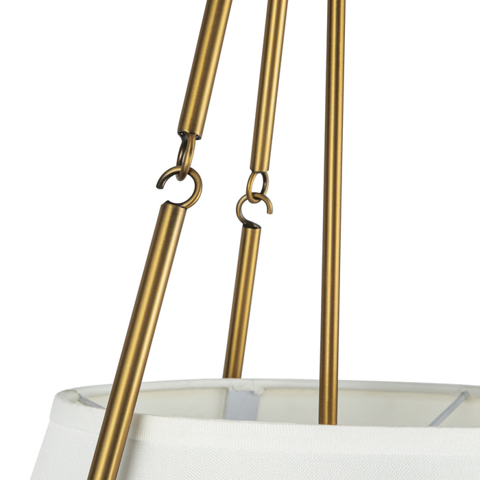 Oliver One Light Pendant Aged Gold/White Linen-Pendants-Alora-Lighting Design Store