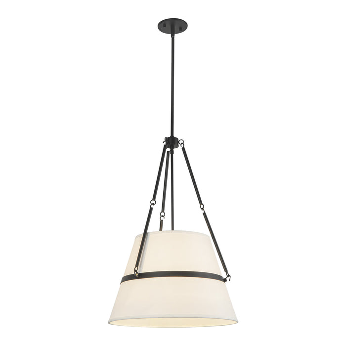 Oliver One Light Pendant Matte Black/White Linen-Pendants-Alora-Lighting Design Store
