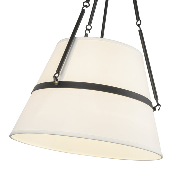 Oliver One Light Pendant Matte Black/White Linen-Pendants-Alora-Lighting Design Store