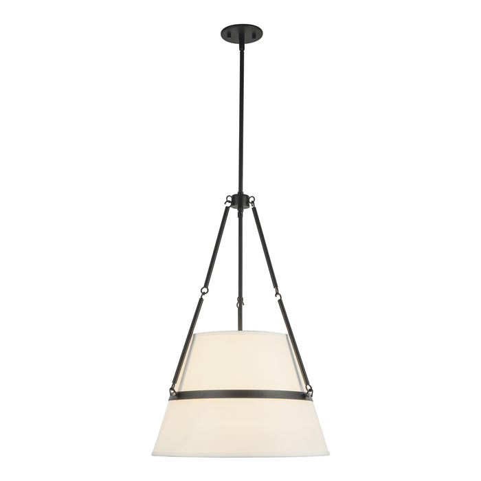 Oliver One Light Pendant Matte Black/White Linen-Pendants-Alora-Lighting Design Store