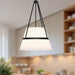 Oliver One Light Pendant Matte Black/White Linen-Pendants-Alora-Lighting Design Store