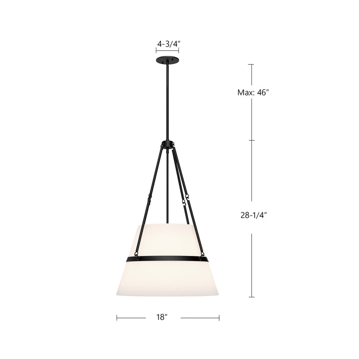 Oliver One Light Pendant Matte Black/White Linen-Pendants-Alora-Lighting Design Store