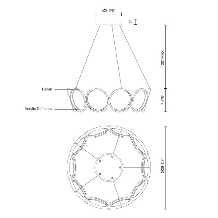Oros LED Chandelier Black-Mid. Chandeliers-Kuzco Lighting-Lighting Design Store