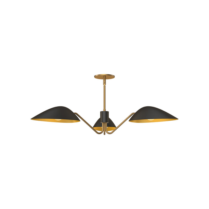 Oscar Three Light Pendant Aged Gold/Matte Black-Semi-Flush Mts.-Alora-Lighting Design Store