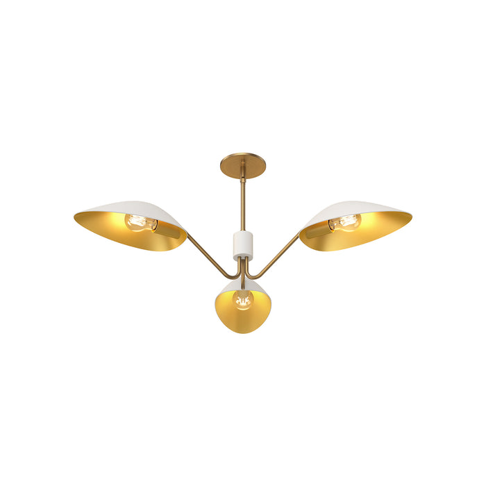 Oscar Three Light Pendant Aged Gold/White-Semi-Flush Mts.-Alora-Lighting Design Store