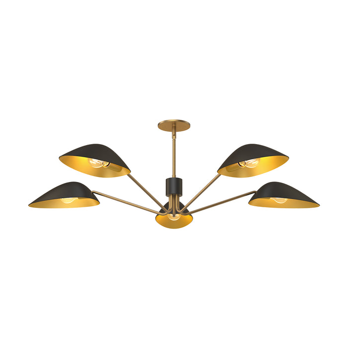 Oscar Five Light Pendant Aged Gold/Matte Black-Semi-Flush Mts.-Alora-Lighting Design Store