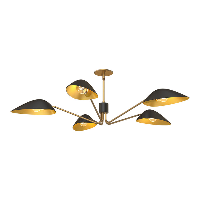 Oscar Five Light Pendant Aged Gold/Matte Black-Semi-Flush Mts.-Alora-Lighting Design Store