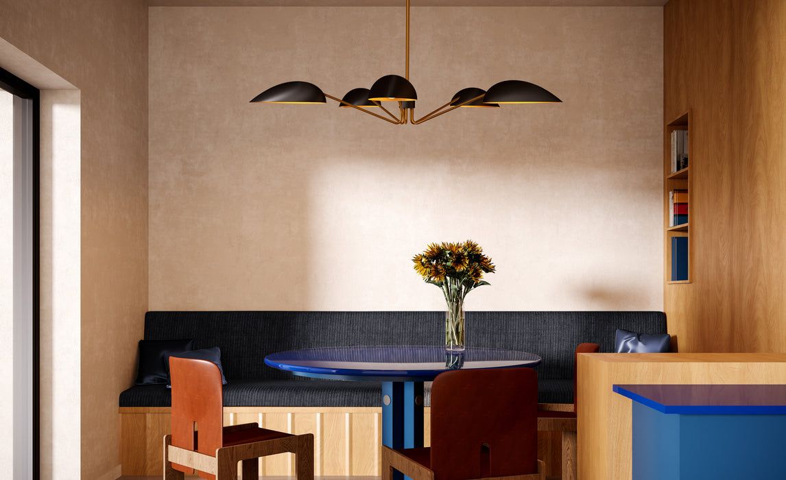 Oscar Five Light Pendant Aged Gold/Matte Black-Semi-Flush Mts.-Alora-Lighting Design Store