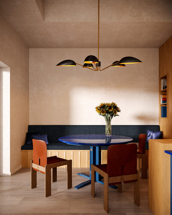 Oscar Five Light Pendant Aged Gold/Matte Black-Semi-Flush Mts.-Alora-Lighting Design Store