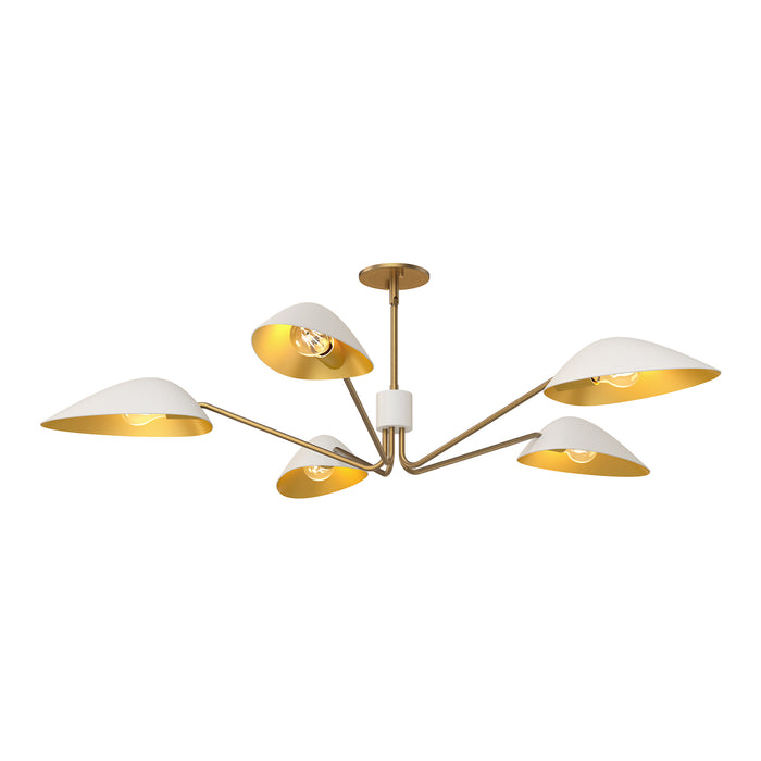 Oscar Five Light Pendant Aged Gold/White-Linear/Island-Alora-Lighting Design Store