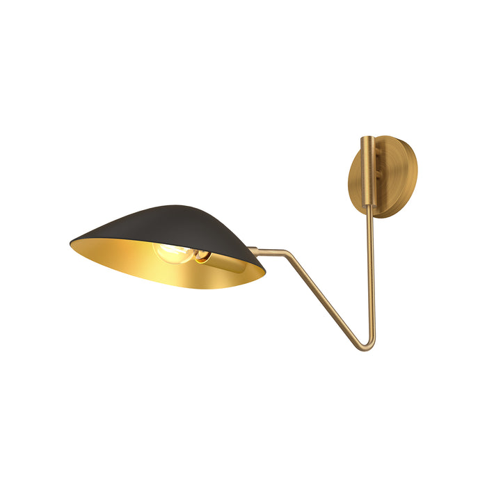 Oscar One Light Vanity Aged Gold/Matte Black-Sconces-Alora-Lighting Design Store