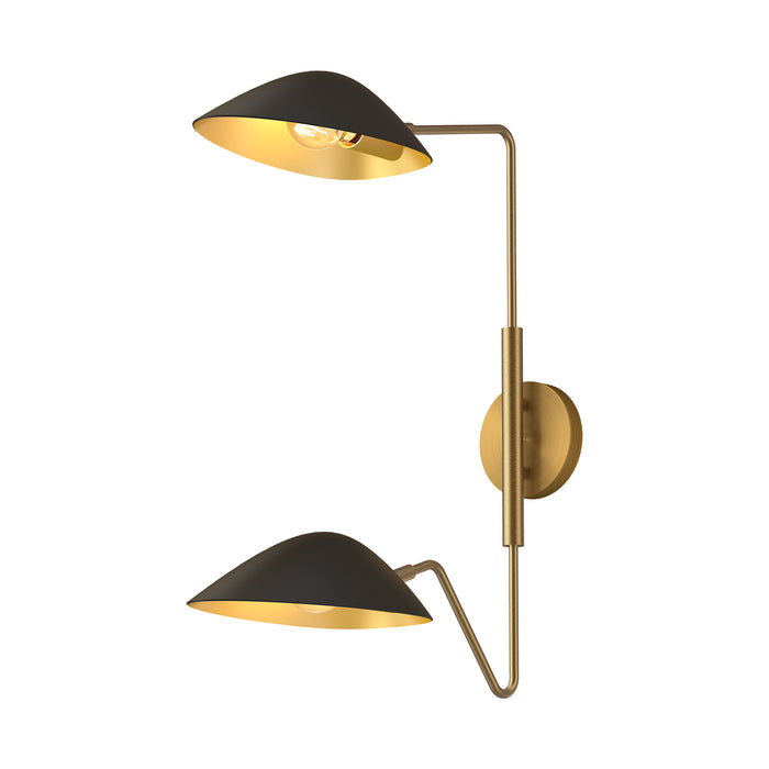 Oscar Two Light Vanity Aged Gold/Matte Black-Sconces-Alora-Lighting Design Store