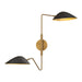 Oscar Two Light Vanity Aged Gold/Matte Black-Sconces-Alora-Lighting Design Store