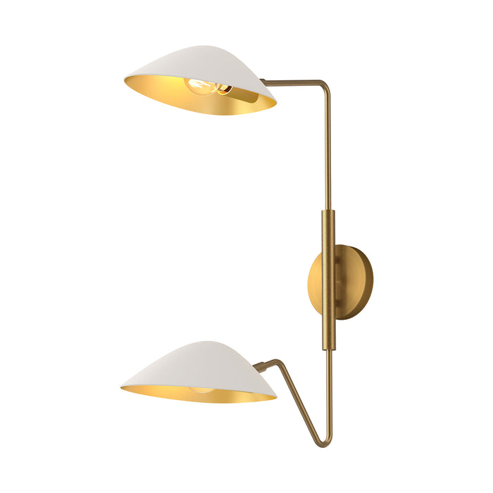Oscar Two Light Vanity Aged Gold/White-Sconces-Alora-Lighting Design Store