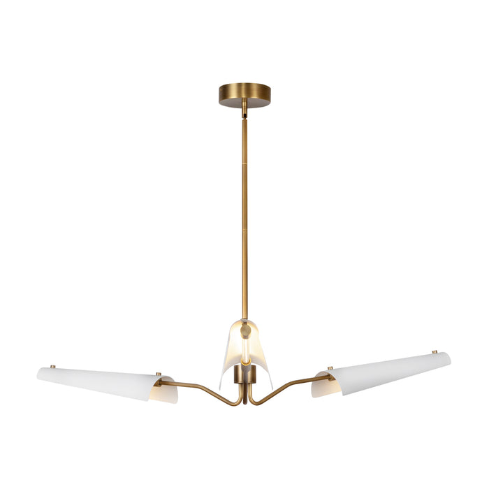 Osorio LED Chandelier Matte White/Vintage Brass-Large Chandeliers-Alora-Lighting Design Store