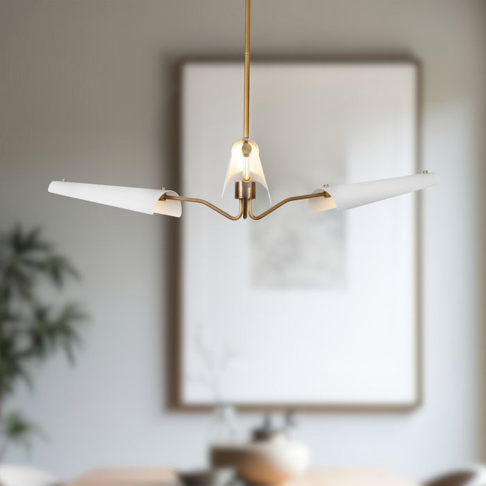 Osorio LED Chandelier Matte White/Vintage Brass-Large Chandeliers-Alora-Lighting Design Store