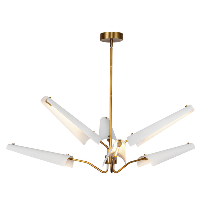 Osorio LED Chandelier Matte White/Vintage Brass-Large Chandeliers-Alora-Lighting Design Store