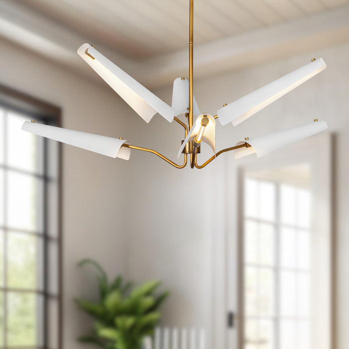 Osorio LED Chandelier Matte White/Vintage Brass-Large Chandeliers-Alora-Lighting Design Store