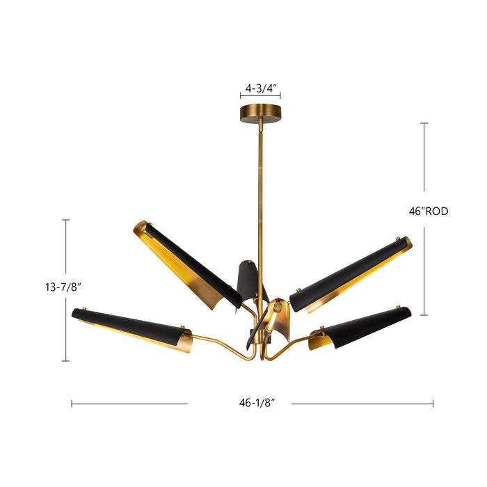 Osorio LED Chandelier Matte White/Vintage Brass-Large Chandeliers-Alora-Lighting Design Store