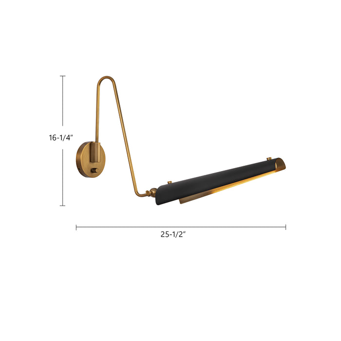 Osorio LED Vanity Matte Black/Vintage Brass-Sconces-Alora-Lighting Design Store