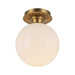 Otis One Light Semi-Flush Mount Brushed Gold/Glossy Opal Glass-Flush Mounts-Alora-Lighting Design Store