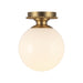 Otis One Light Semi-Flush Mount Brushed Gold/Glossy Opal Glass-Flush Mounts-Alora-Lighting Design Store