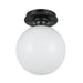Otis One Light Semi-Flush Mount Matte Black/Glossy Opal Glass-Semi-Flush Mts.-Alora-Lighting Design Store
