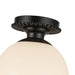 Otis One Light Semi-Flush Mount Matte Black/Glossy Opal Glass-Semi-Flush Mts.-Alora-Lighting Design Store
