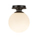 Otis One Light Semi-Flush Mount Matte Black/Glossy Opal Glass-Semi-Flush Mts.-Alora-Lighting Design Store