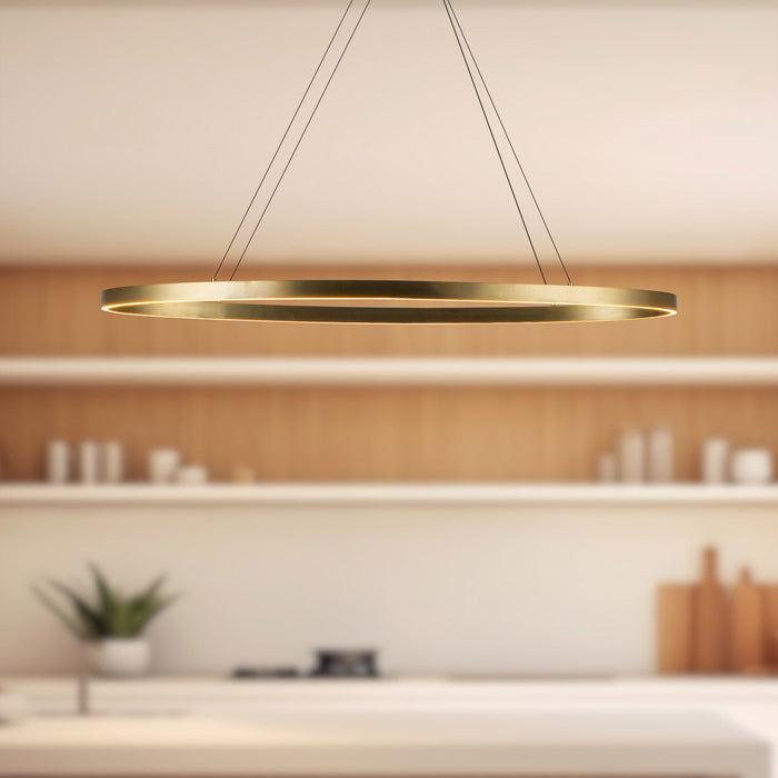 Ovale LED Linear Pendant Brushed Gold-Linear/Island-Kuzco Lighting-Lighting Design Store