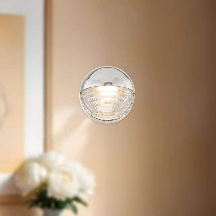 Palais LED Vanity Polished Nickel/Ribbed Glass-Sconces-Alora-Lighting Design Store