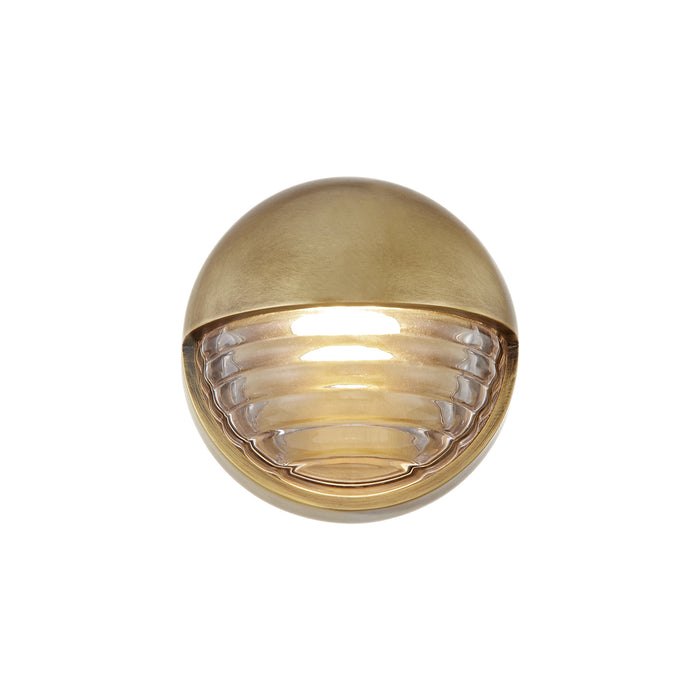 Palais LED Vanity Ribbed Glass/Vintage Brass-Sconces-Alora-Lighting Design Store