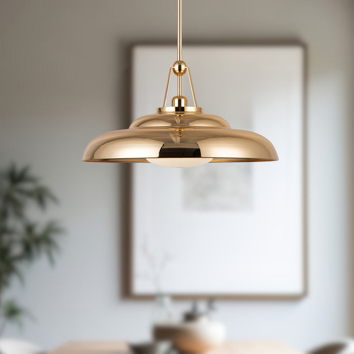 Palmetto One Light Pendant Polished Brass/Glossy Opal-Pendants-Alora-Lighting Design Store