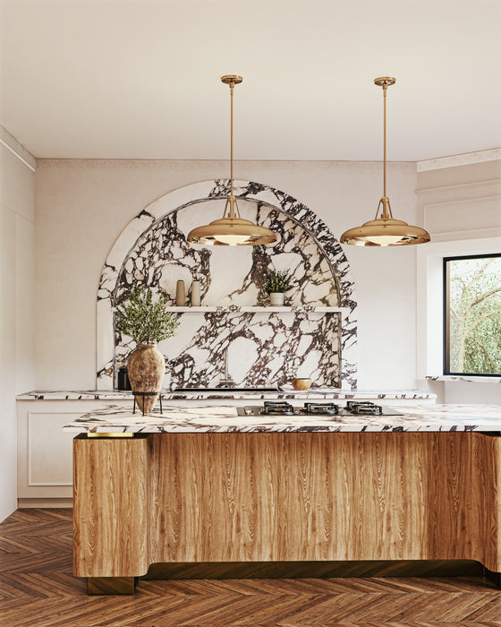 Palmetto One Light Pendant Polished Brass/Glossy Opal-Pendants-Alora-Lighting Design Store