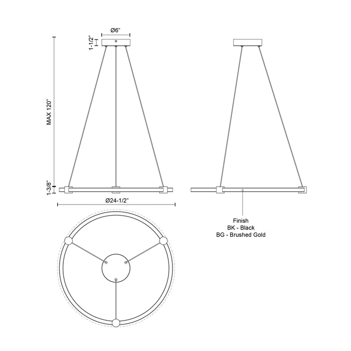 Bruni LED Pendant Brushed Gold-Pendants-Kuzco Lighting-Lighting Design Store