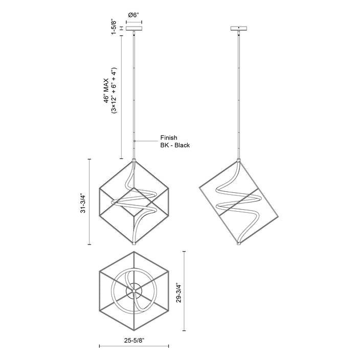 Script LED Pendant Black-Pendants-Kuzco Lighting-Lighting Design Store