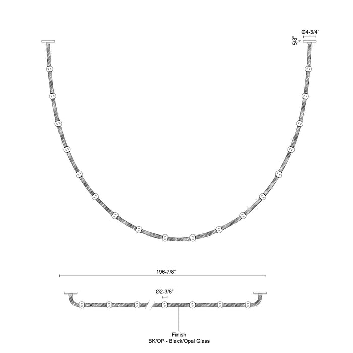 Corda LED Pendant Black/Opal Glass-Pendants-Kuzco Lighting-Lighting Design Store