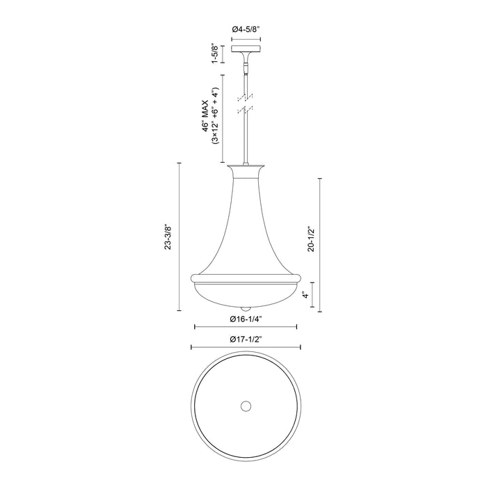 Marcel Four Light Pendant Chrome-Foyer/Hall Lanterns-Alora-Lighting Design Store