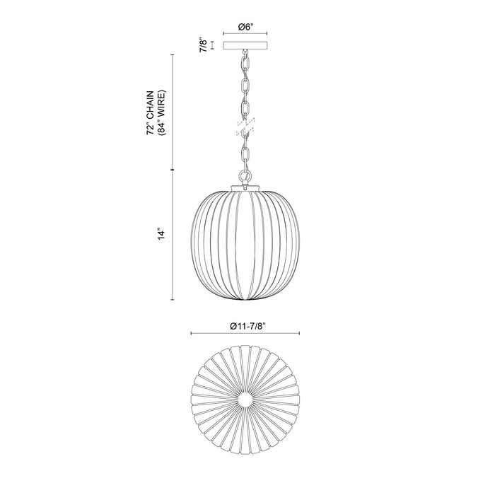 Cherise One Light Pendant Matte Black/Glossy Ribbed Opal Glass-Pendants-Alora-Lighting Design Store