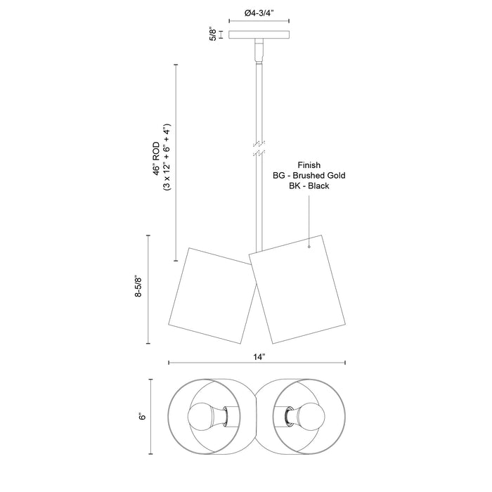 Keiko Two Light Pendant Black-Mini Chandeliers-Kuzco Lighting-Lighting Design Store
