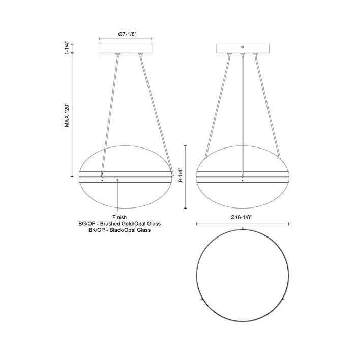 Virgo LED Pendant Brushed Gold/Opal Glass-Pendants-Kuzco Lighting-Lighting Design Store